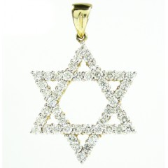 Unisex star of david diamond pendant 1.10ct