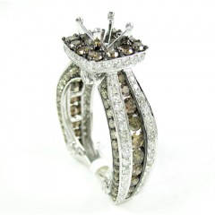 Ladies 14k White Gold Champagne Diamond Semi Mount Ring 3.86ct