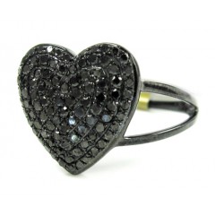 Ladies 10k Black Gold Black Diamond Heart Ring 0.67ct