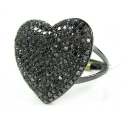Ladies 10k Black Gold Black Diamond Heart Ring 1.50ct