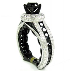 Ladies 10k Black Gold Black & White Diamond Engagement Ring 4.85ct