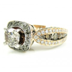 Ladies 14k Rose Gold Champagne & White Diamond Engagement Ring 3.00ct