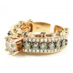 Ladies 14k Rose Gold Champagne & White Diamond Engagement Ring 2.69ct