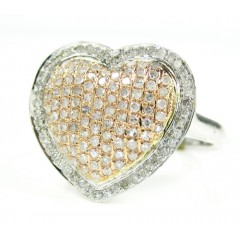 Ladies 10k Two Tone Gold Diamond Heart Ring 0.70ct