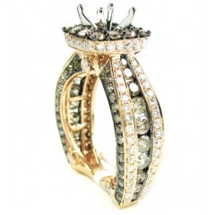 Ladies 14k Rose Gold Champagne & White Diamond Semi Mount Ring 3.93ct