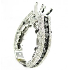 Ladies 10k White Gold Black & White Diamond Semi Mount Ring 2.37ct