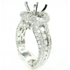 Ladies 14k White Gold Diamond Semi Mount Ring 3.39ct