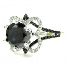 Ladies 10k White Gold Black & White Diamond Engagement Ring 2.36ct