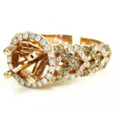 Ladies 14k Rose Gold Champagne & White Diamond Semi Mount Ring 1.04ct