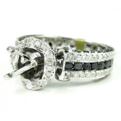 Ladies 14k white gold black & white diamond semi mount ring 2.80ct