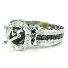 Ladies 14k White Gold Black & White Diamond Semi Mount Ring 2.80ct