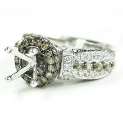 Ladies 14k White Gold Champagne & White Diamond Semi Mount Ring 2.25ct