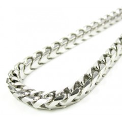 10k White Gold Solid Franco Link Bracelet 9 Inches 4.4mm