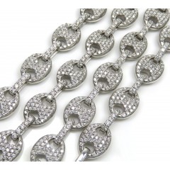 Mens 14k White Gold Diamond Gucci 9mm Link Chain 18-30 Inches 12.50ct