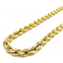 10k Yellow Gold Smooth Rope Chain 20-30 Inch 5mm