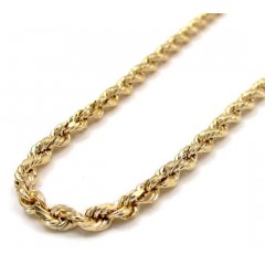 10k Yellow Gold Skinny Diamond Cut Rope Chain 16-30 Inch 2.50mm