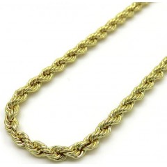 10k Yellow Gold Skinny Rope Chain 16-24 Inch 2.40mm