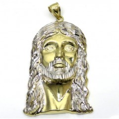 10k Yellow Gold Fancy Diamond Cut Jesus Face Pendant