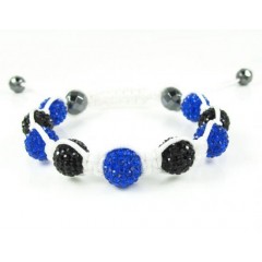 Blue & Black Rhinestone Macramé Faceted Bead Rope Bracelet 9.00ct