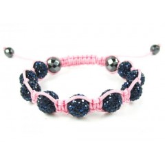 Dark Blue Rhinestone Macramé Faceted Bead Rope Bracelet 9.00ct