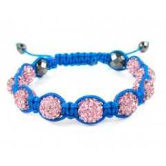 Pink Rhinestone Macramé Faceted Bead Rope Bracelet 9.00ct