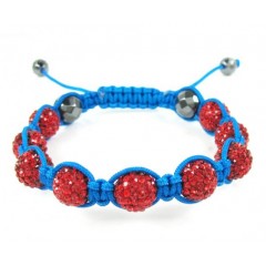 Red Rhinestone Macramé Faceted Bead Rope Bracelet 9.00ct