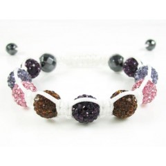 Multi Colored Rhinestone Macramé Faceted Bead Rope Bracelet 9.00ct
