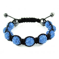 Blue Rhinestone Macramé Faceted Bead Rope Bracelet 9.00ct