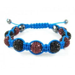 Dark Red & Black Rhinestone Macramé Faceted Bead Rope Bracelet 9.00ct