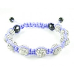 White Rhinestone Macramé Faceted Bead Rope Bracelet 9.00ct