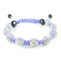 White Rhinestone Macramé Faceted Bead Rope Bracelet 9.00ct