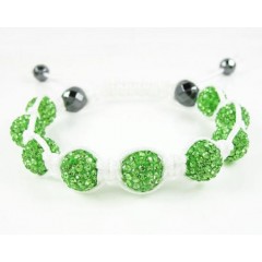 Neon Green Rhinestone Macramé Faceted Bead Rope Bracelet 9.00ct