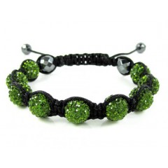 Green Rhinestone Macramé Faceted Bead Rope Bracelet 9.00ct