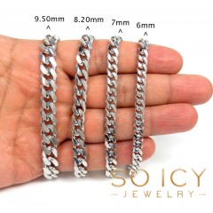 925 White Sterling Silver Miami Link Bracelet 8 Inch 7mm