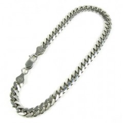 925 White Sterling Silver Miami Link Bracelet 9 Inch 6 Mm