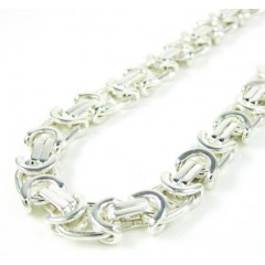925 White Sterling Silver Byzantine Link Chain 24 Inch 6mm