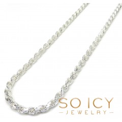 925 White Sterling Natural Finish Silver Rope Link Chain 18-30 Inch 3mm