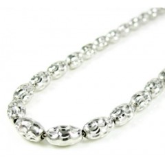 14k White Gold Diamond Cut Oval Bead Chain 24 Inch 4mm