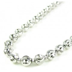 14k White Gold Diamond Cut Ball Bead Chain 22 Inch 4mm