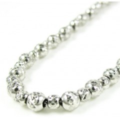 14k White Gold Diamond Cut Ball Bead Chain 20 Inch 4mm