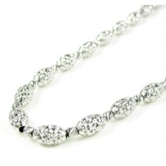 14k White Gold Diamond Cut Oval Bead Chain 24 Inch 4mm
