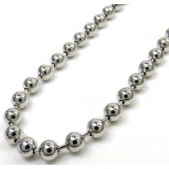 14k White Gold Smooth Ball Link Chain 20-30 Inch 4mm