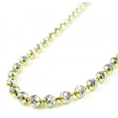 14k Two Tone Gold Diamond Cut Ball Link Chain 18-20 Inch 2.5mm