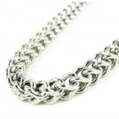 10k White Gold Diamond Cut Franco Link Chain 24-30 Inch 4.35mm
