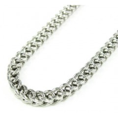 10k White Gold Diamond Cut Franco Link Chain 26-30 Inch 3.7mm