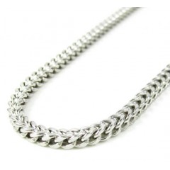 10k White Gold Smooth Cut Franco Link Chain 26-30 Inch 3mm