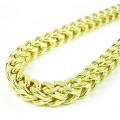 10k Yellow Gold Smooth Cut Franco Link Chain 26-36 Inch 6.7mm