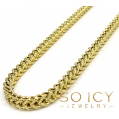 10k Yellow Gold Smooth Cut Franco Link Chain 20-26 Inch 3.50mm