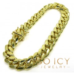 10k Yellow Gold Smooth Cut Miami Link Bracelet 8.50