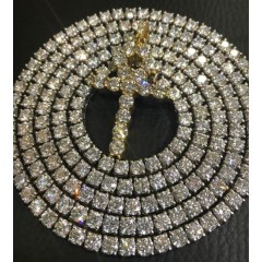 34.60ct 14k White Gold Round 20 Pointer Diamond Tennis Link Chain 30